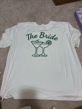 The Bride Graphic Tee in White with Green Print